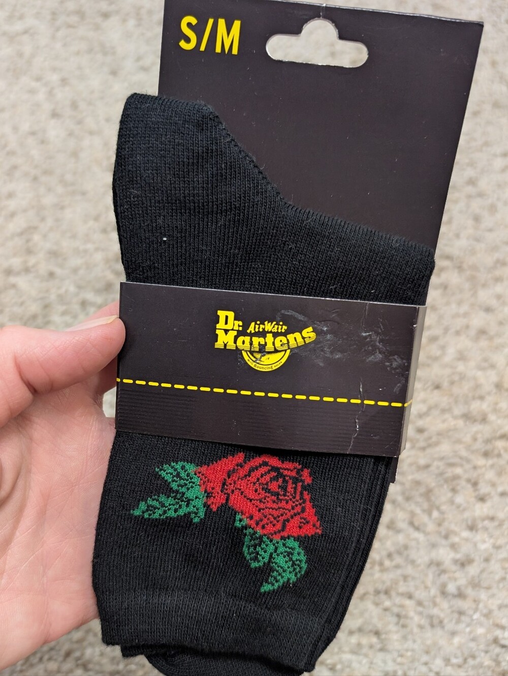 🌹Dr. Martens Black Double Rose Crew Sock Socks